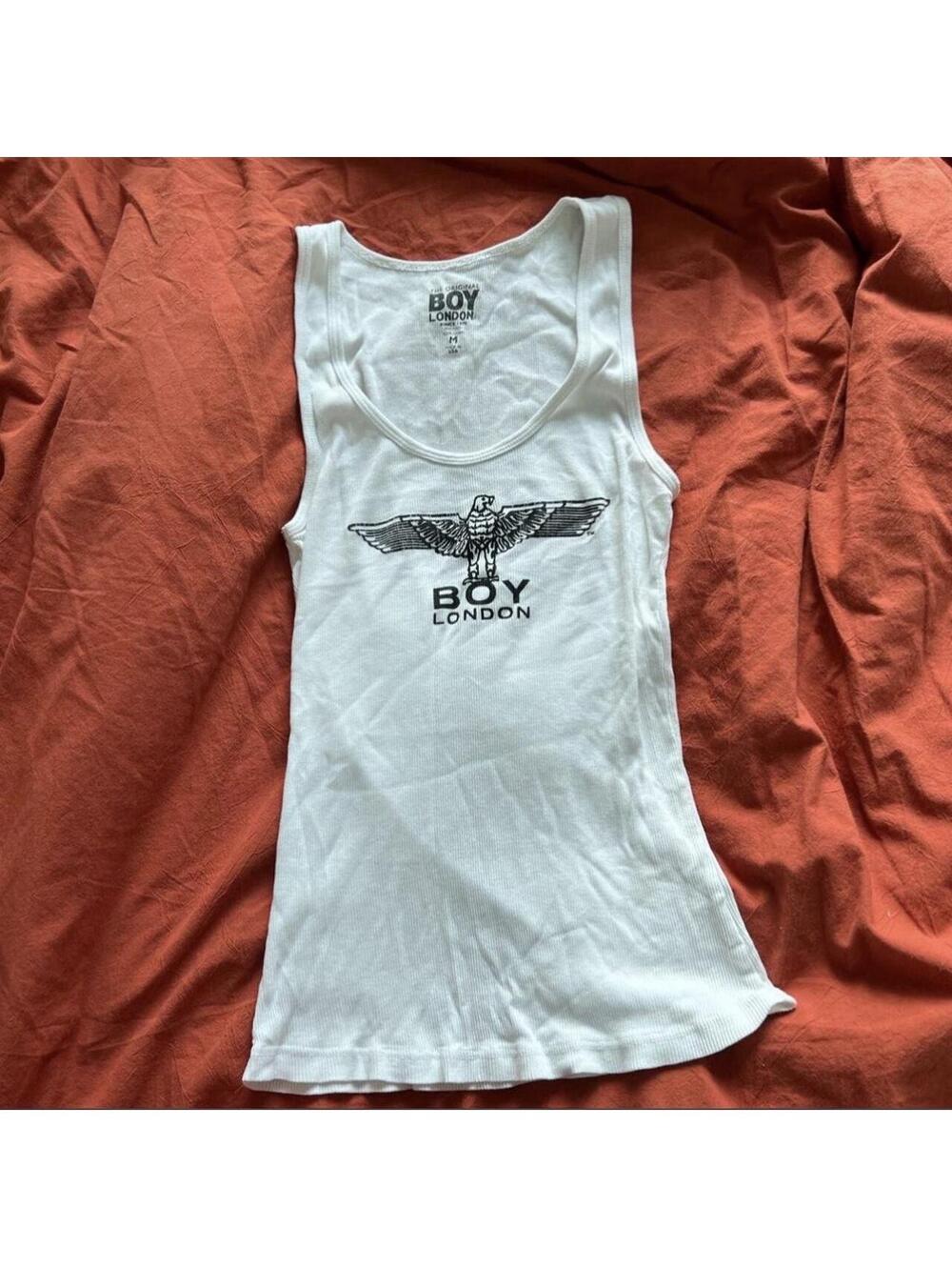 London boy white graphic tank top